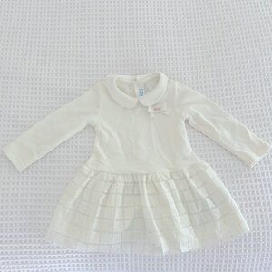 New With Tags - Mayoral #2949 white knit dress with square detail skirt - 12m